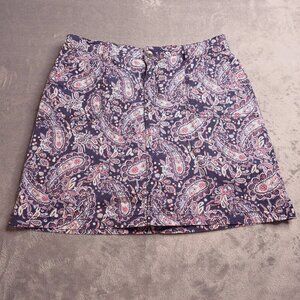 Croft & Barrow Womens Skort 12 Paisley Pockets Stretch Blue Casual